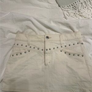 Studded Cream denim Mini Skirt
